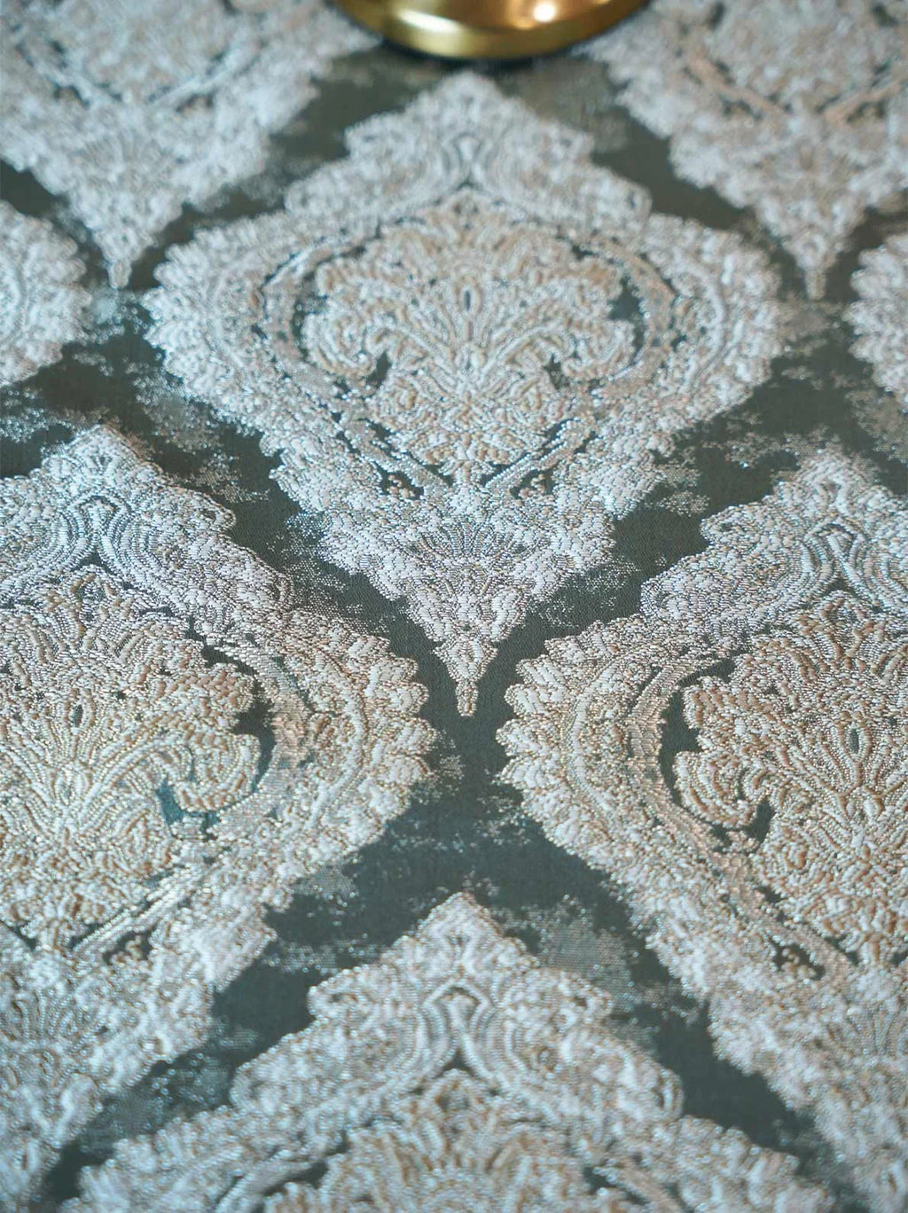 Misty Grey Damask Table Runner