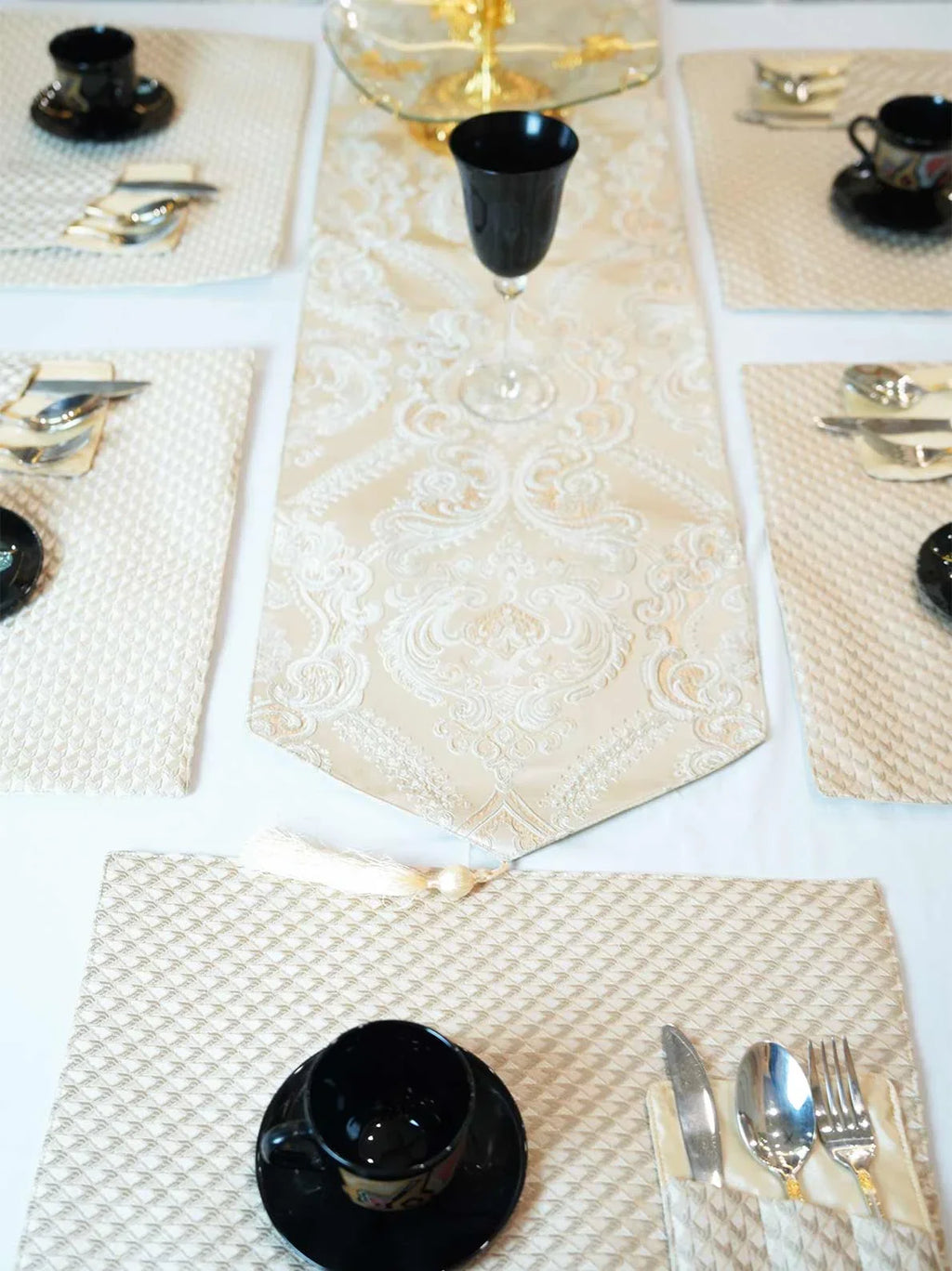 Ivory Damask Table Runner