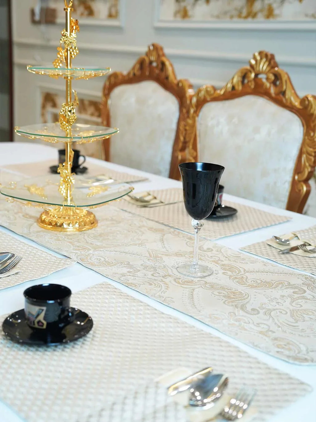Ivory Damask Table Runner