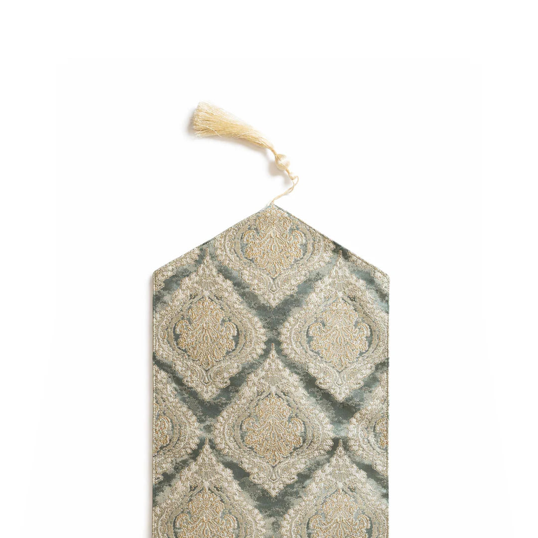 Misty Grey Damask Table Runner