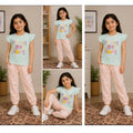 Girls Mint & Pink Graphic Shirt & Trouser Set