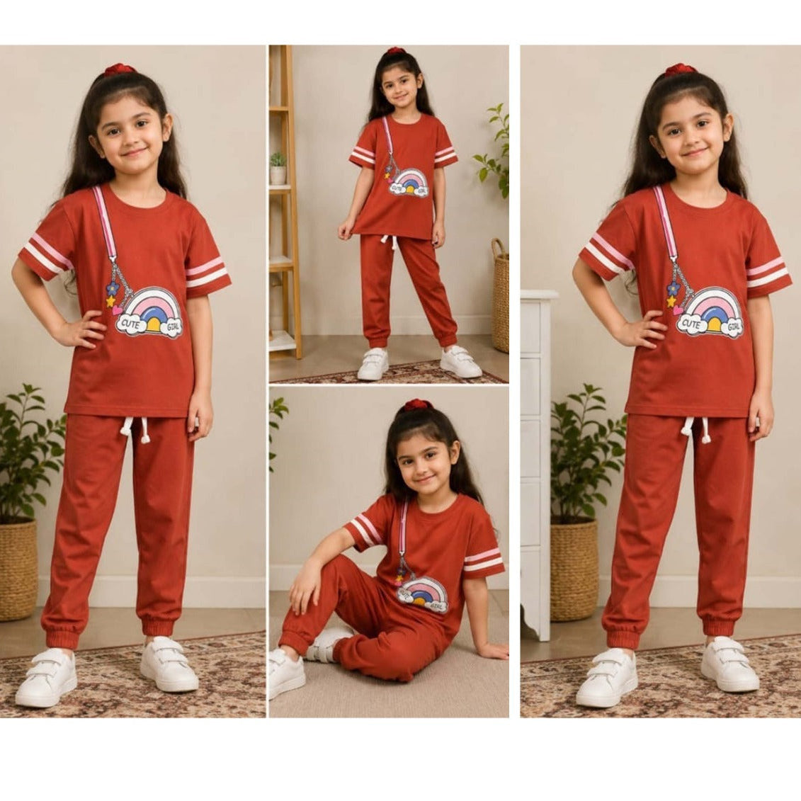 Girls Rainbow Graphic Shirt & Trouser Set