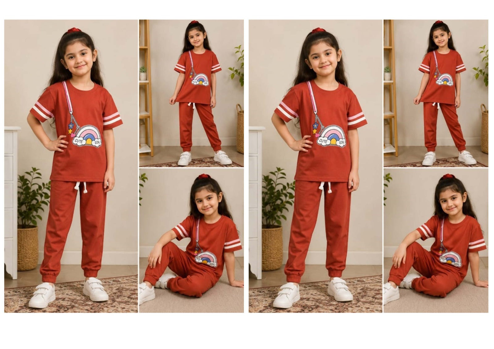 Girls Rainbow Graphic Shirt & Trouser Set