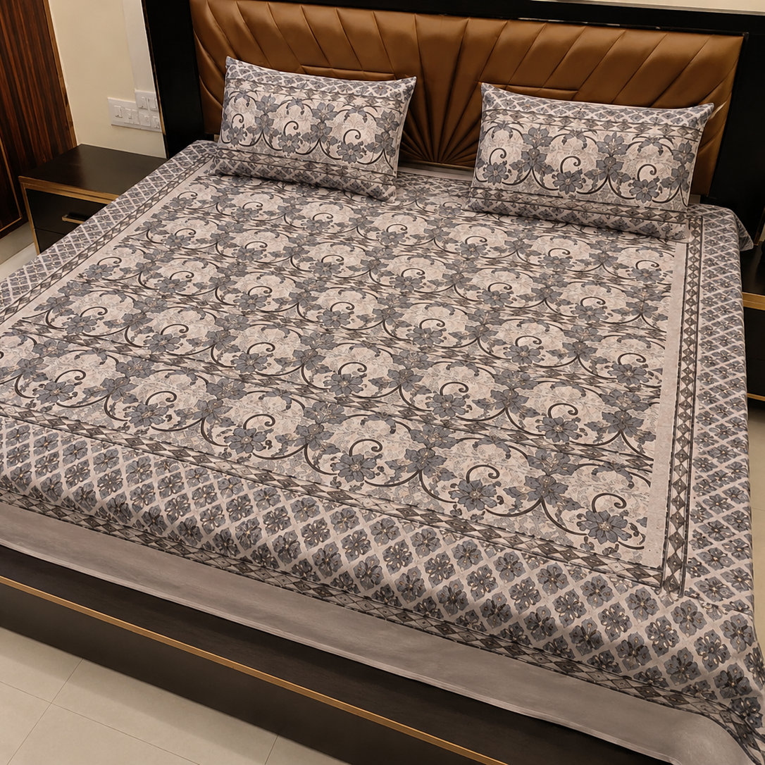 Silver Blossom Fancy Bedsheet