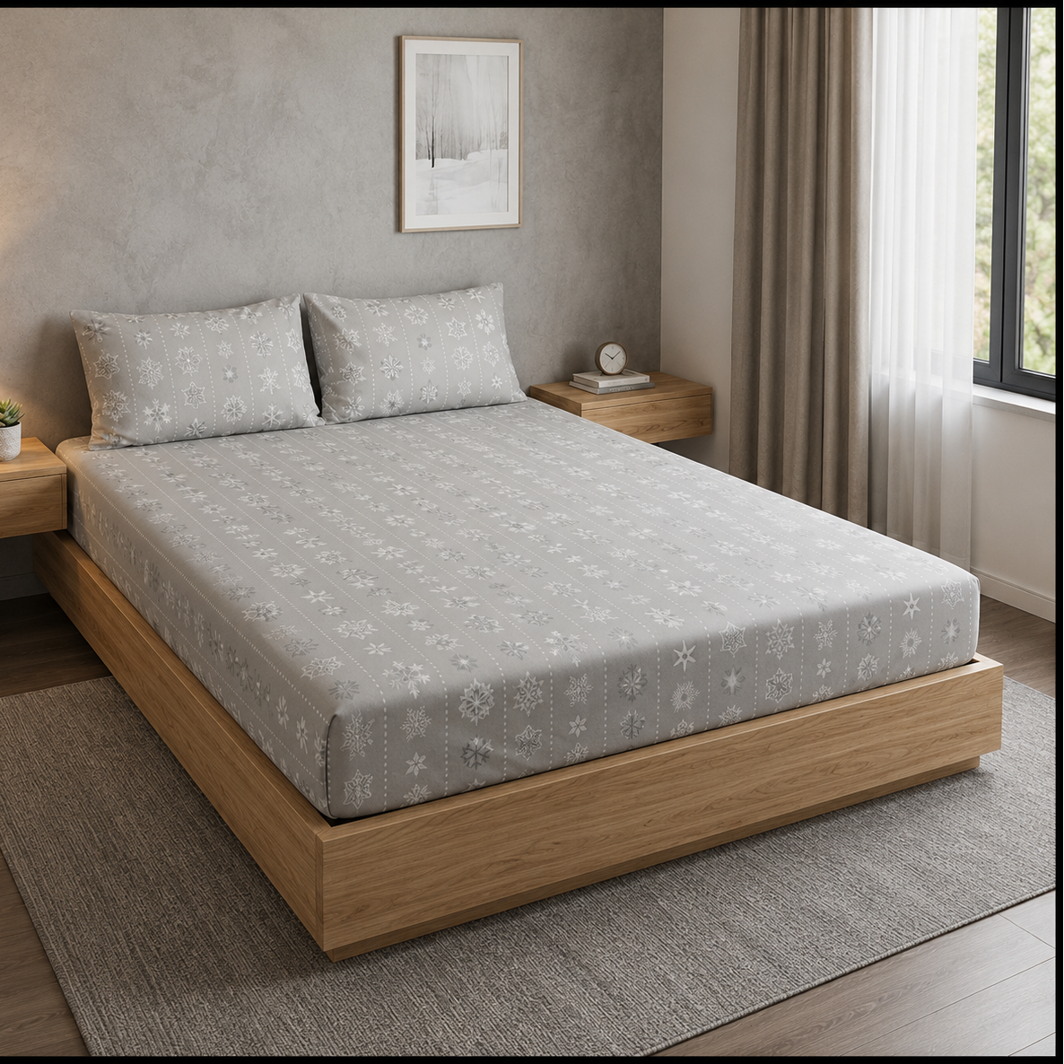 Silver Snow Flat Bedsheet