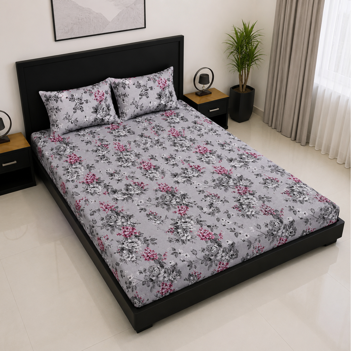 Blush Blossom Flat Bedsheet