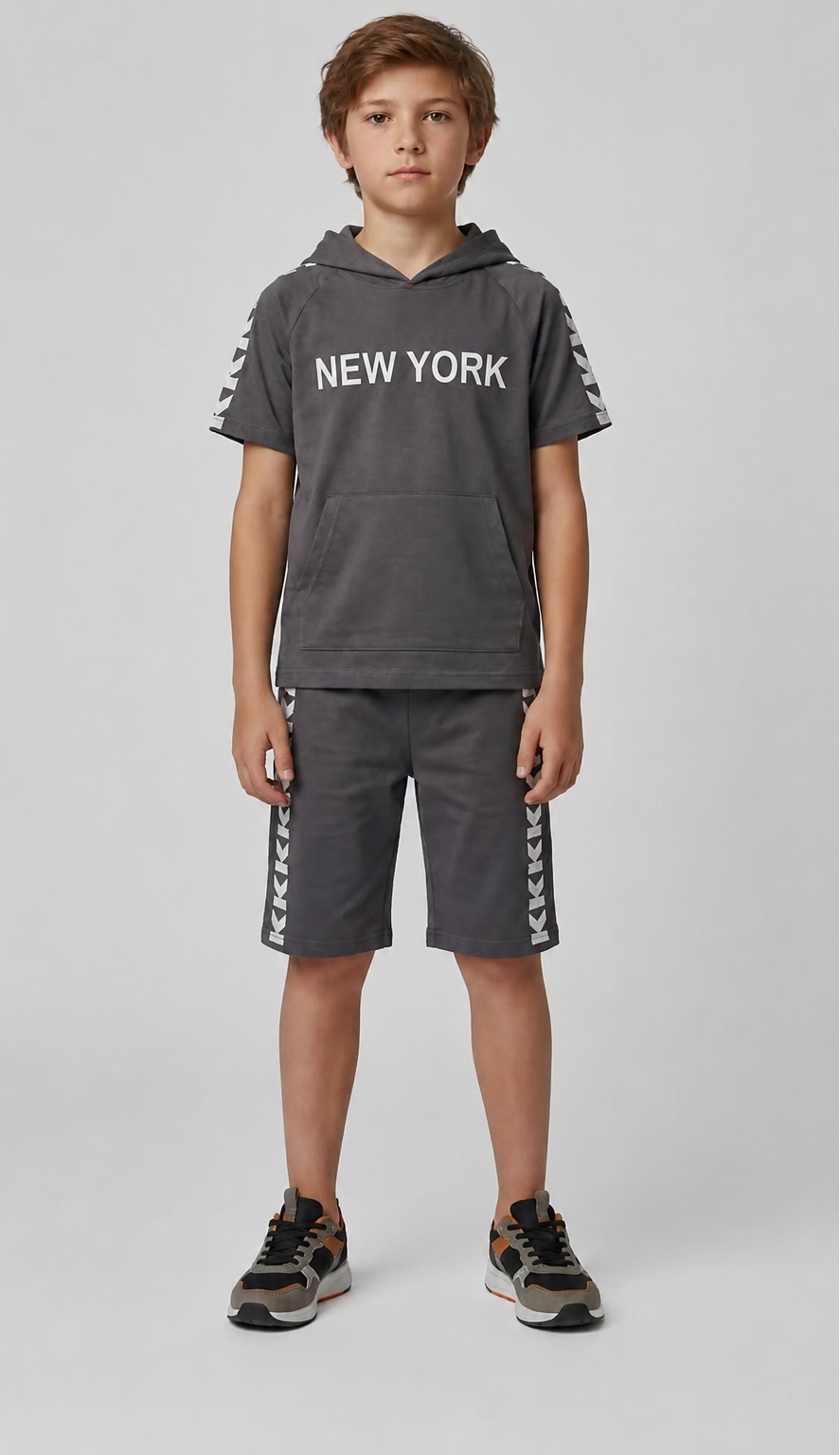 Boys Charcoal Grey New York Hoodie & Short Set
