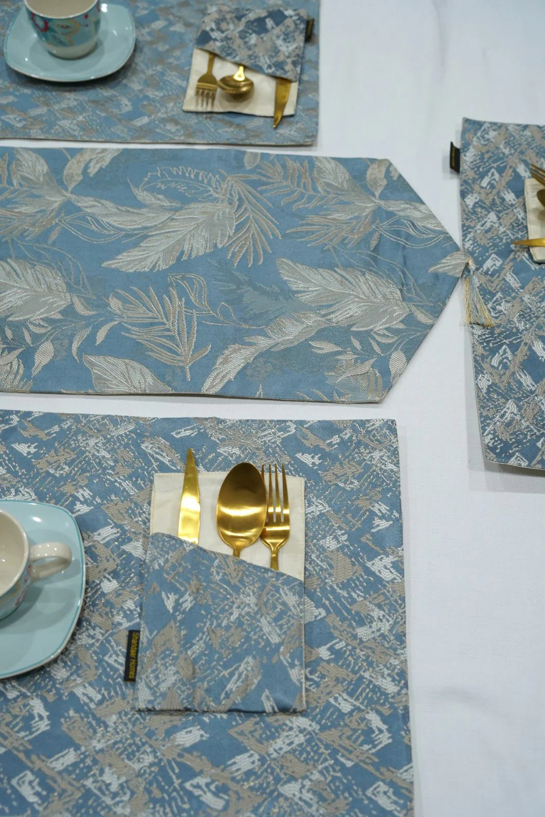 Silver Grey Damask Table Runner