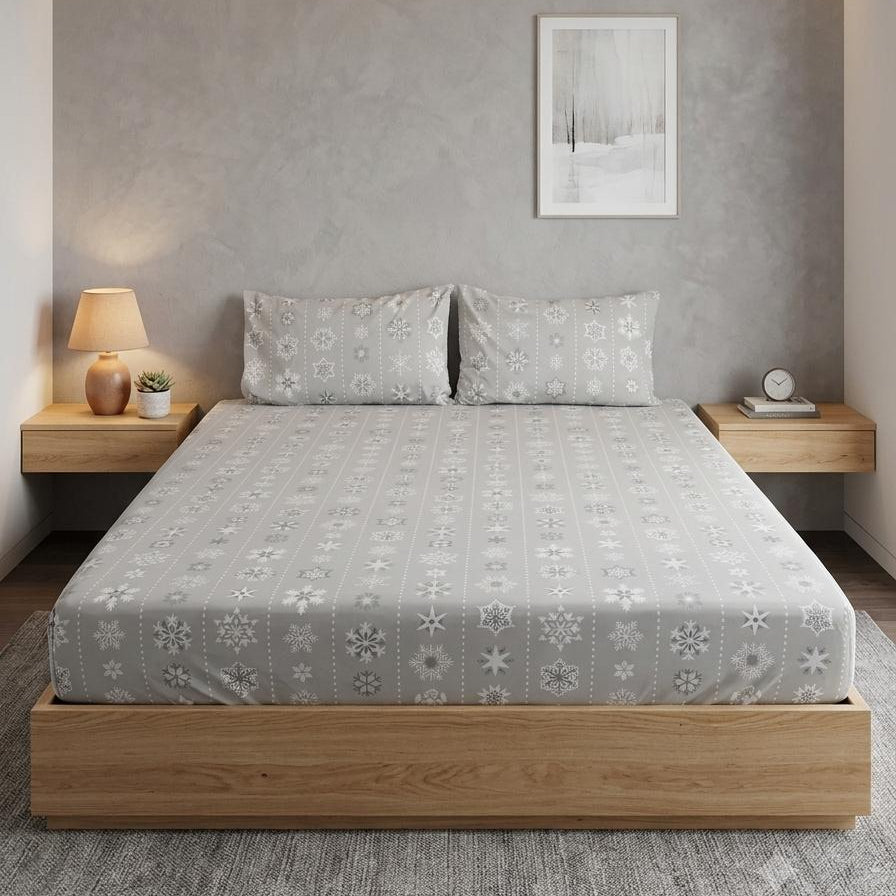 Silver Snow Flat Bedsheet