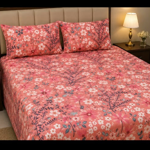 Coral Blossom Flat Bedsheet