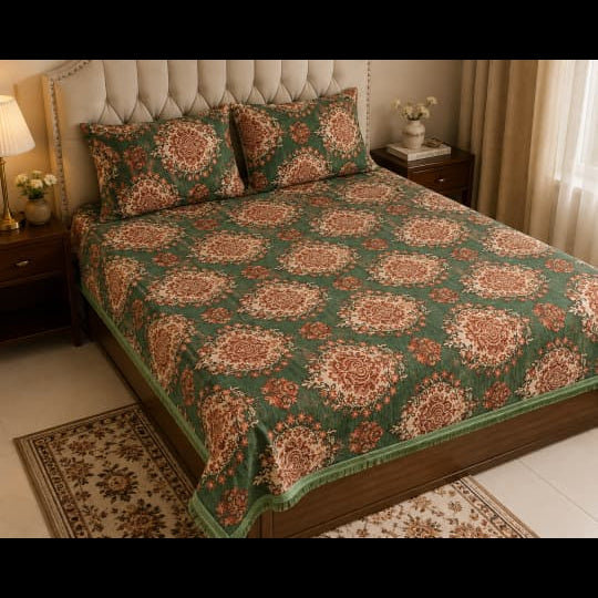 Emerald Blossom Fancy Bedsheet