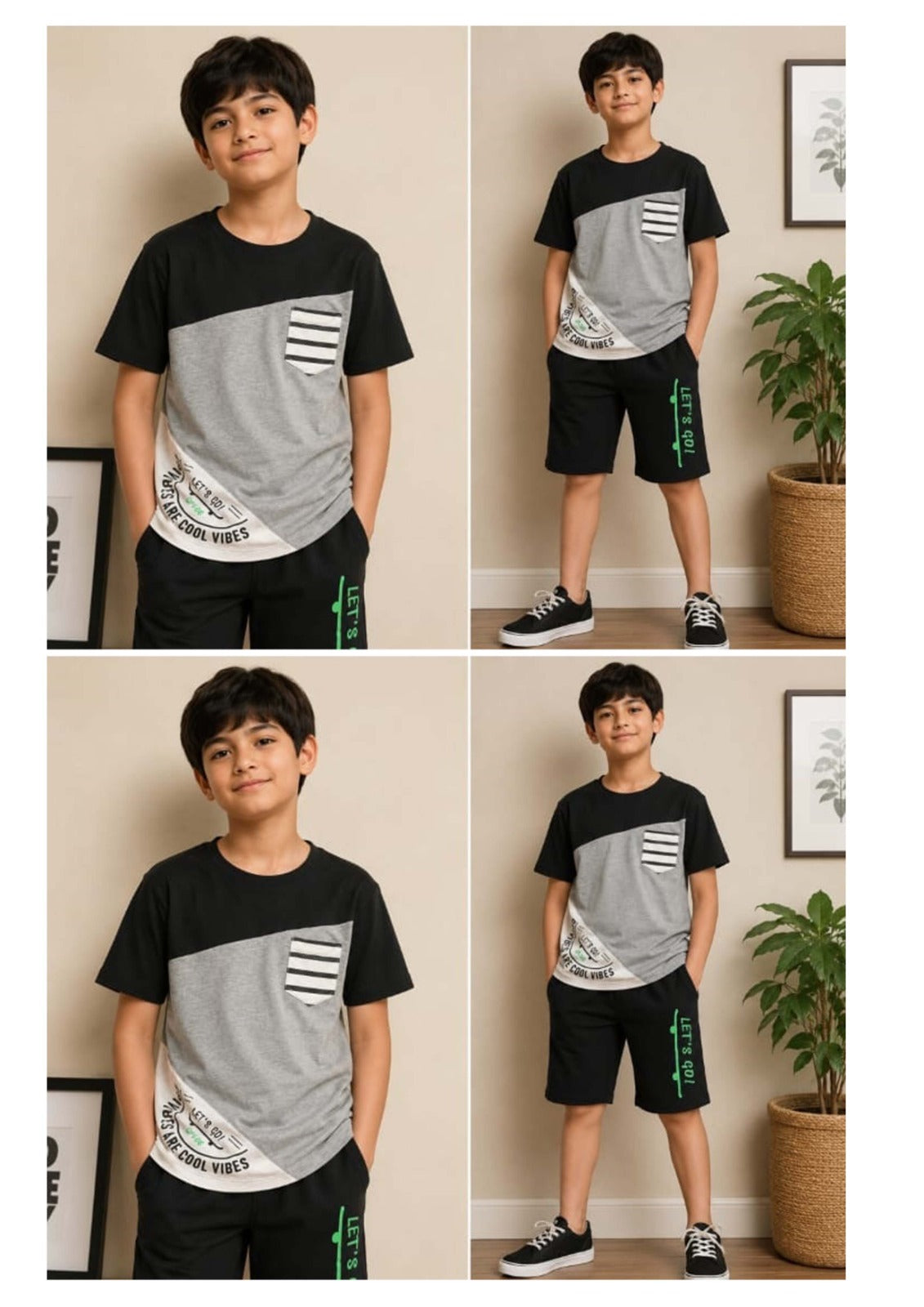 Boys Colorblock Pocket Tee & Shorts Set