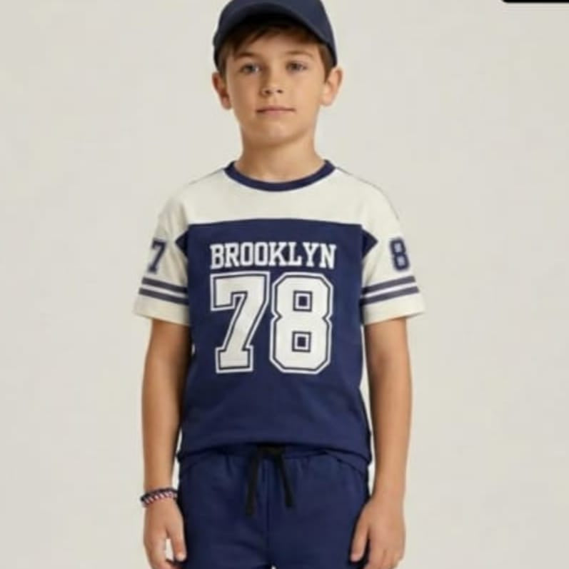 Boys Navy Colorblock California Graphic Short Set