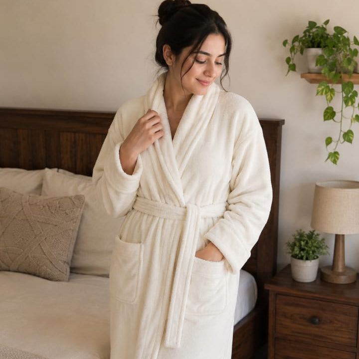 Ora Living Luxury Unisex Cotton Bathrobe - [White]