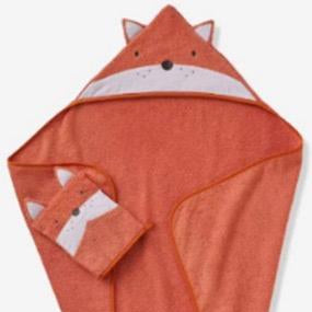 Bath towel baby orange fox design