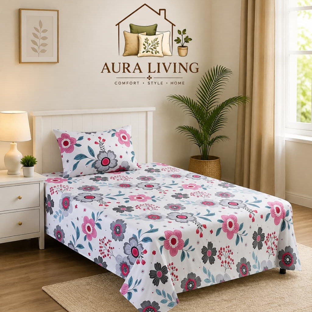Single Bedsheet White Blossom