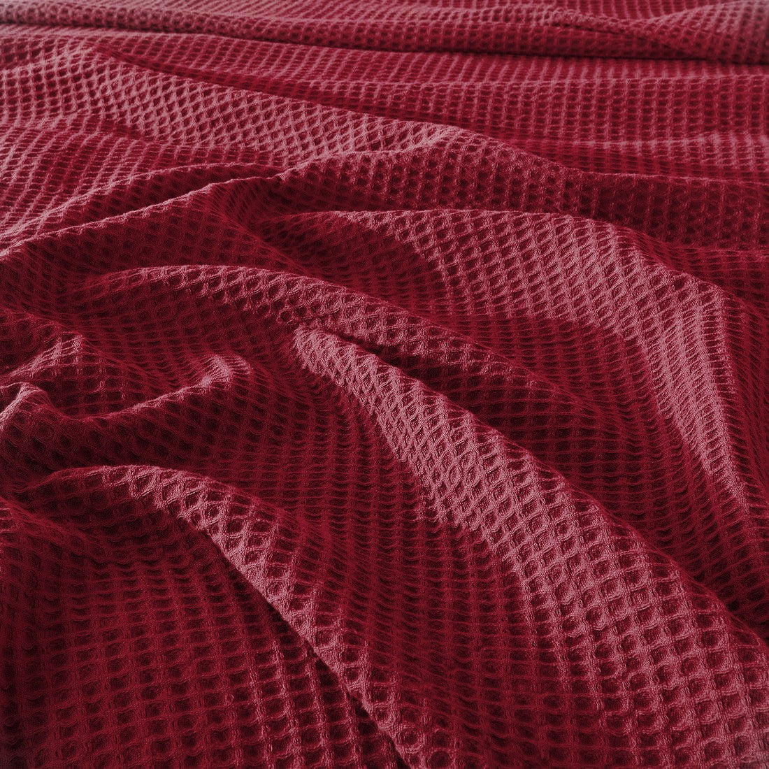 Single Cotton Waffle Blanket - Maroon