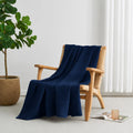 Single Cotton Waffle Blanket - Navy Blue