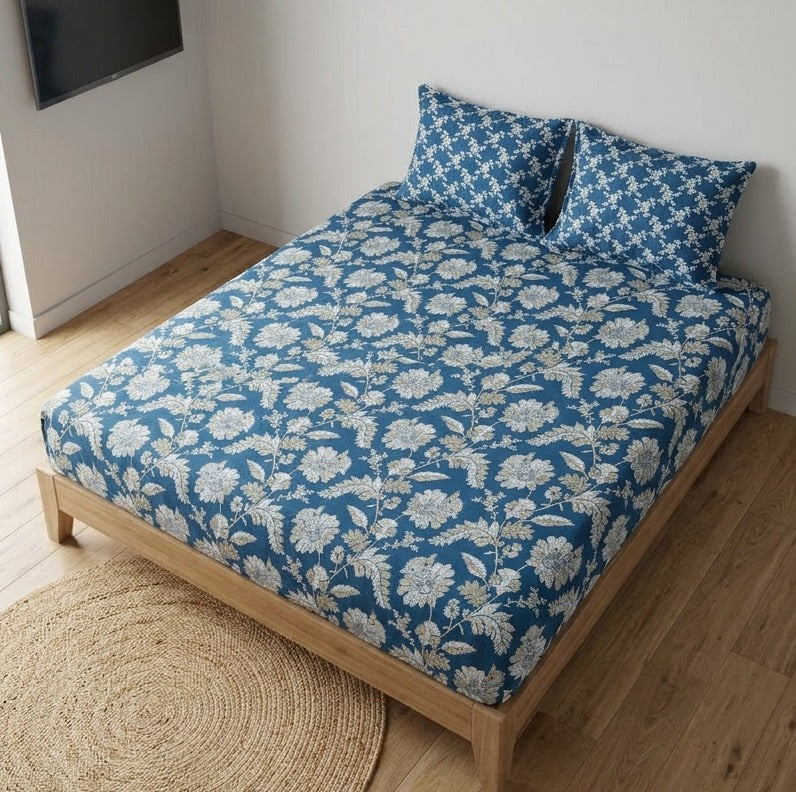 Azure Bloom Bedsheet