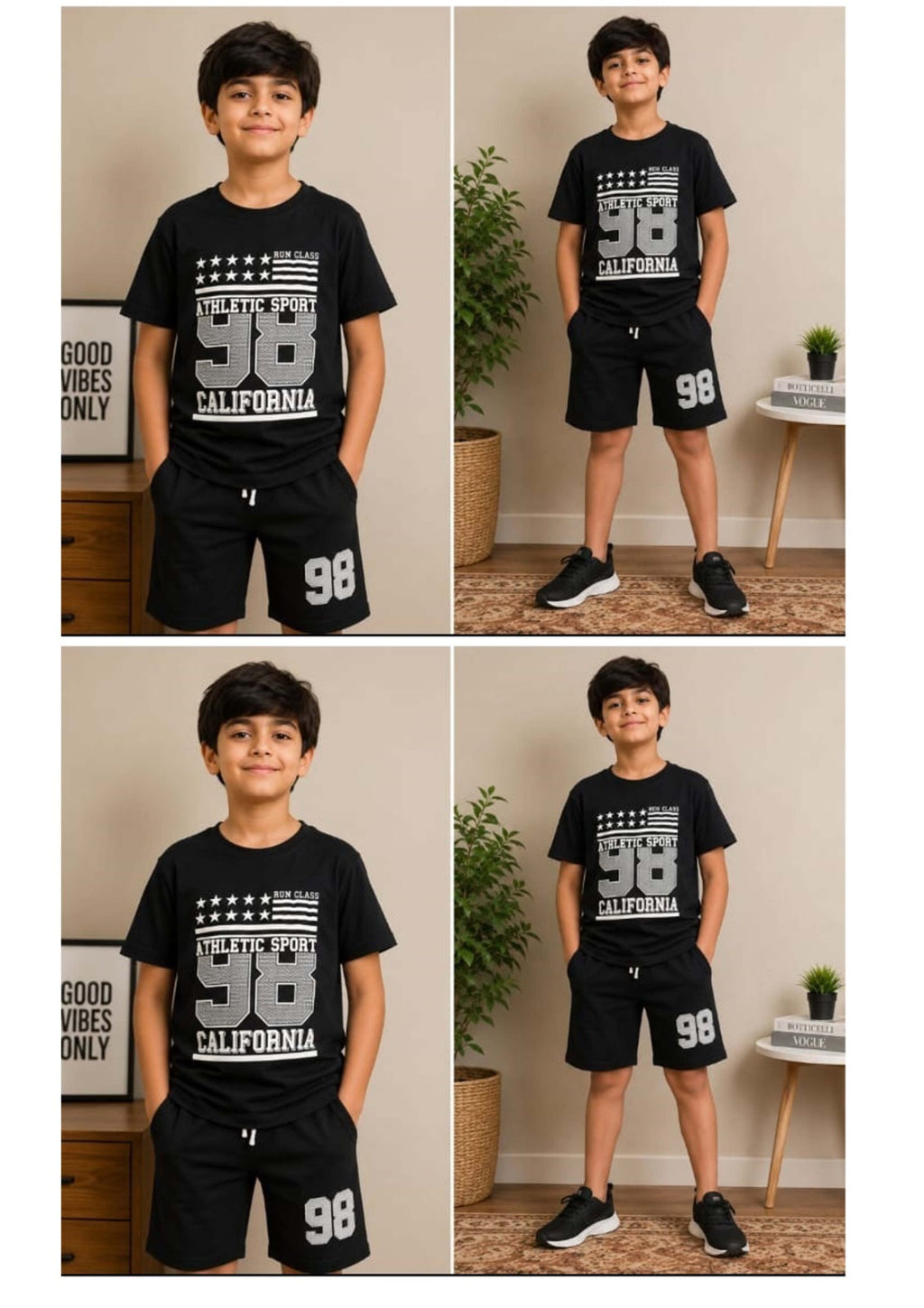 Boys Black Graphic T-Shirt & Short Set