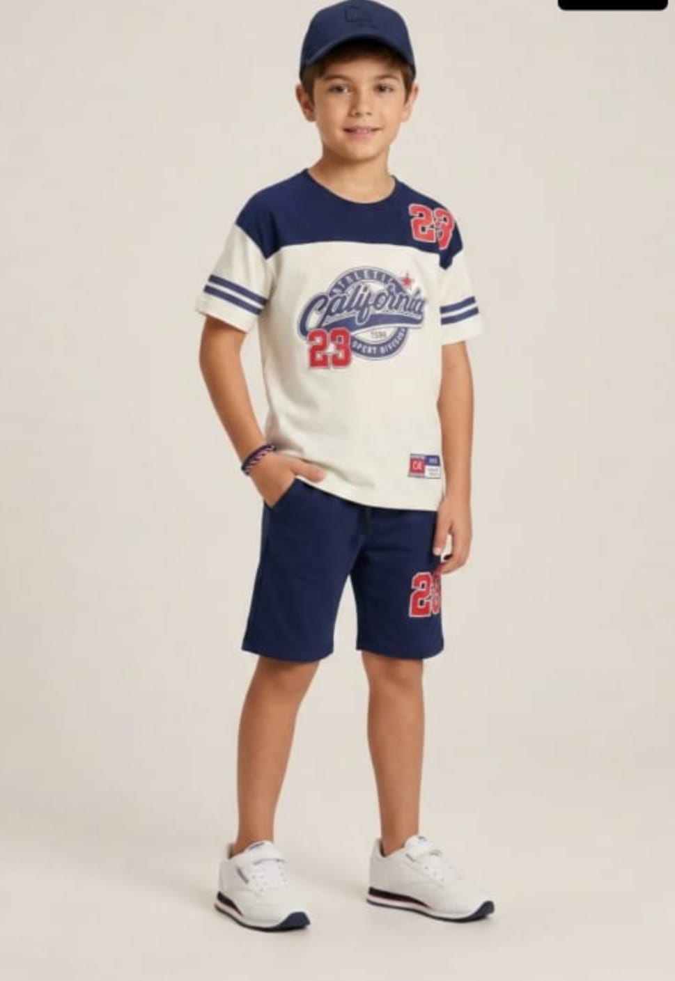 Boys Navy Colorblock California Graphic Short Set