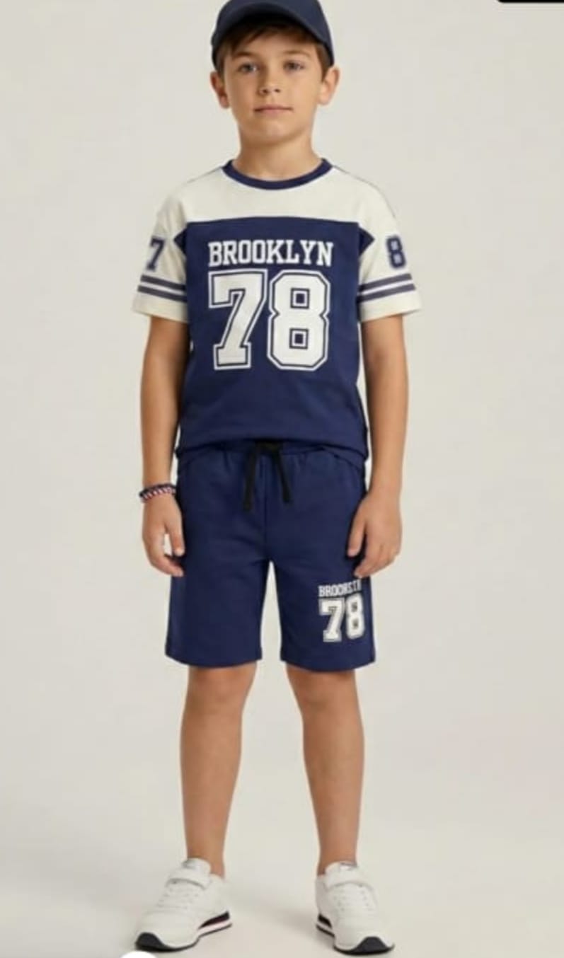 Boys Navy Colorblock California Graphic Short Set
