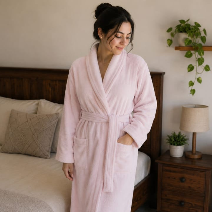 Ora Living Luxury Unisex Cotton Bathrobe - [Pink]