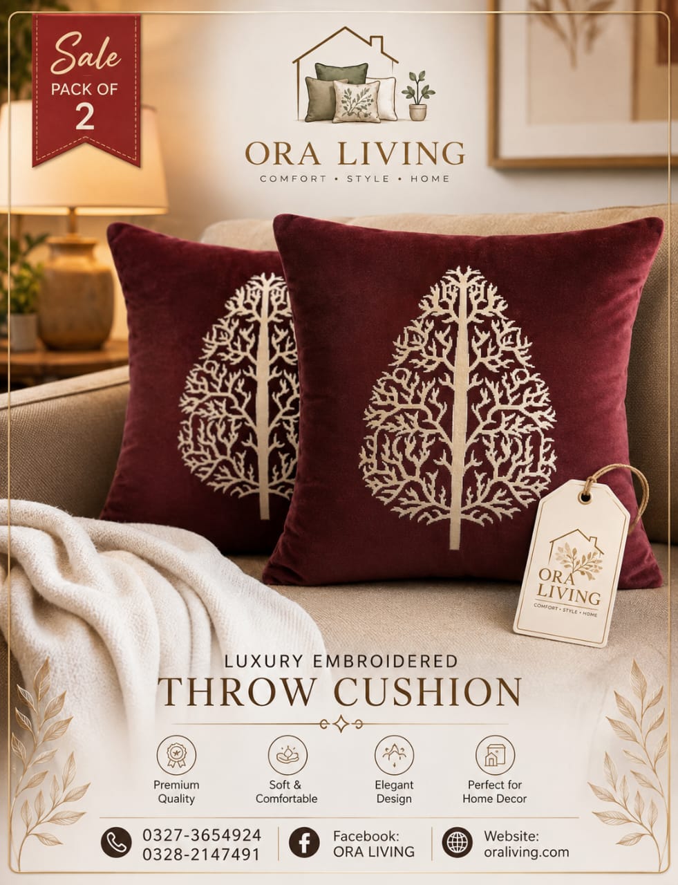 Decorative cushion with covers red color