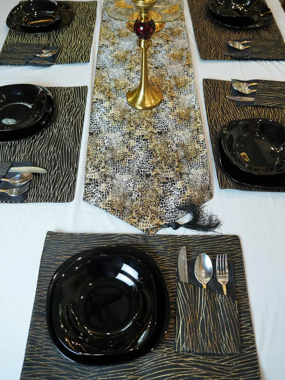Chenille Damask Table Runner